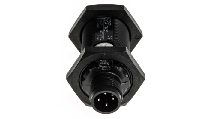 Sensore fotoelettrico cilindrico a retroriflessione Omron E3FA-RN21, rilevamento 100 mm a 4 m, uscita NPN, IP67/IP69K.