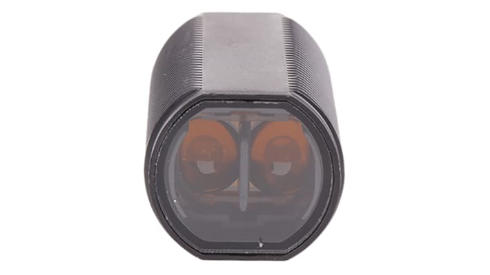 Omron E3FA-DN21, sensore fotoelettrico cilindrico a diffusione, rilevamento 100 mm, uscita NPN, grado di protezione IP67/IP69K.