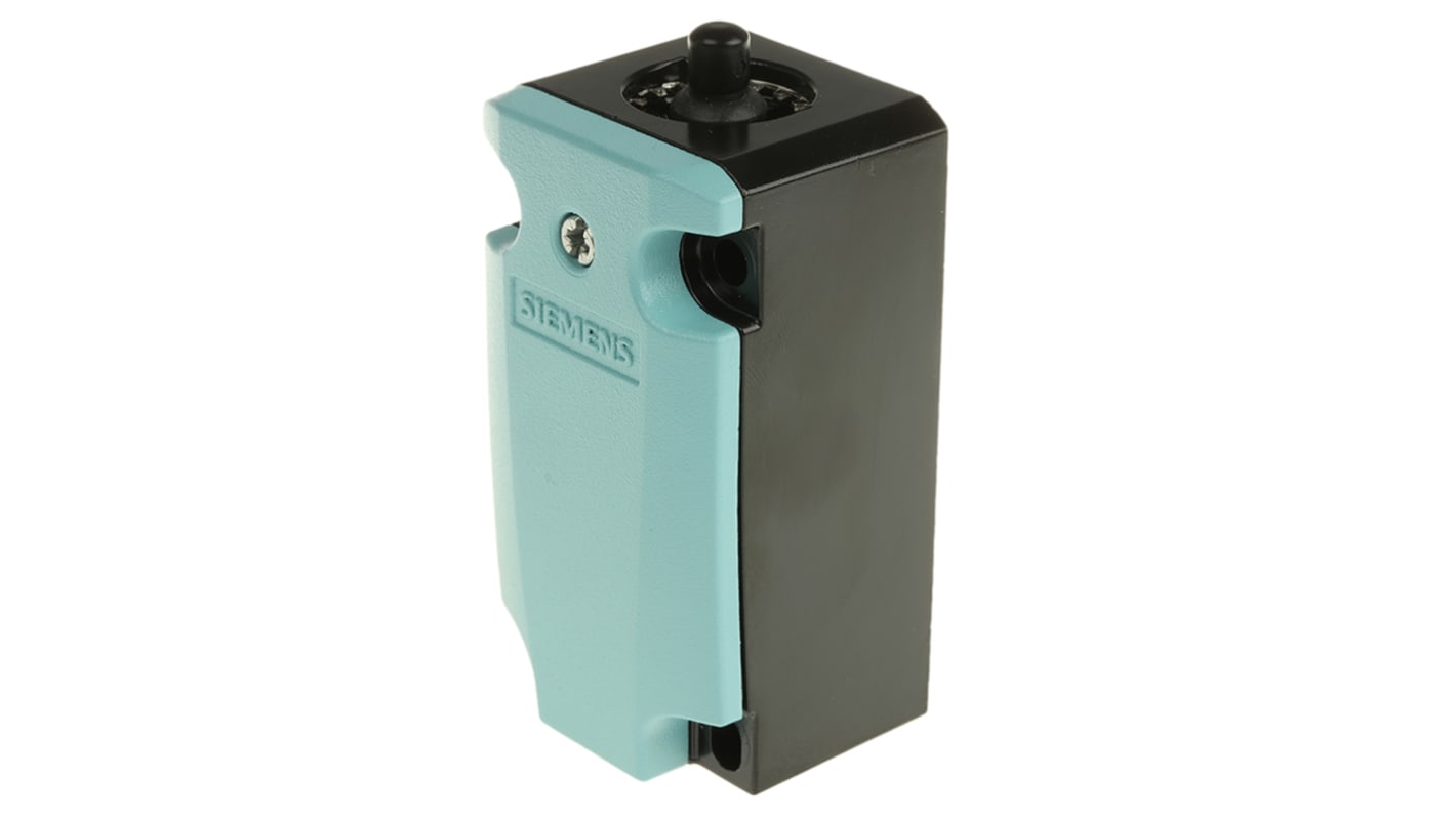 Interruttore di fine corsa Siemens 3SE5112-0CA00, stantuffo rotondo NO/NC, protezione IP66, dimensioni 40.5 mm x 37.3 mm x 78 mm.