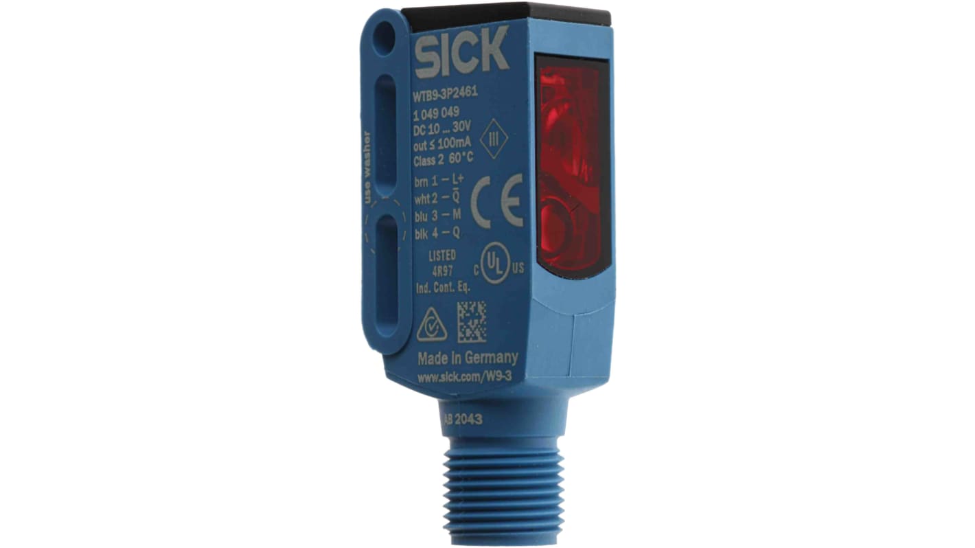 Sensore fotoelettrico rettangolare Sick WTB9-3P2461, rilevamento 20-350 mm, uscita NPN/PNP, montaggio a pannello, IP66/IP67/IP69K.