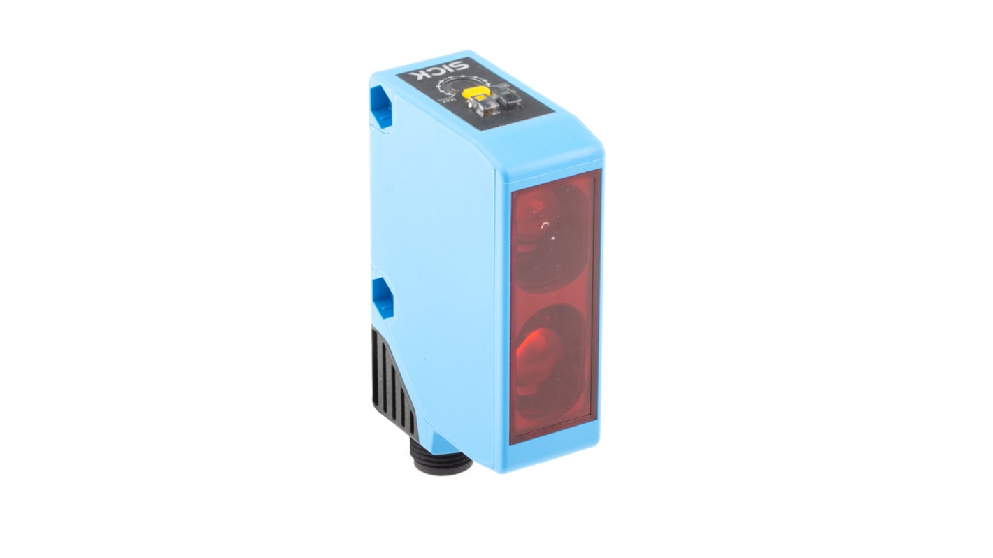 Sensore fotoelettrico rettangolare Sick WTB250-2P2441, rilevamento 150-500 mm, uscita PNP, IP67, connettore M12.