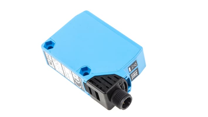 Sensore fotoelettrico rettangolare Sick WTB250-2P2441, rilevamento 150-500 mm, uscita PNP, IP67, connettore M12.
