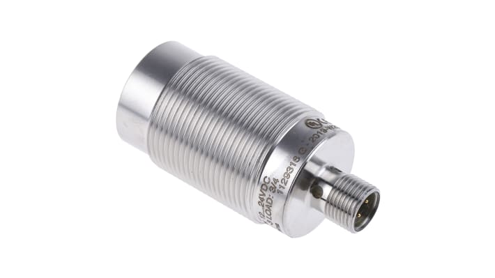 Sensore di prossimità cilindrico PNP Telemecanique Sensors XS930R4PAM12, M30, rilevamento 40 mm, IP68/IP69K, acciaio inox.