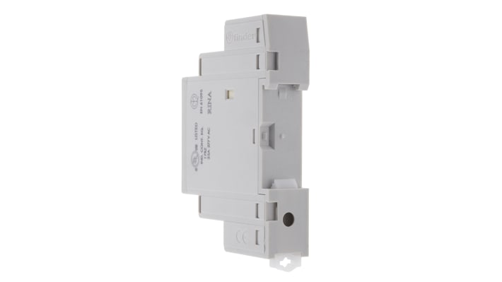 Contattore Finder 22.32.0.012.4420, 25 A, 2 poli, bobina 12 V c.c., dimensioni 17.5 mm x 84 mm x 60.8 mm.