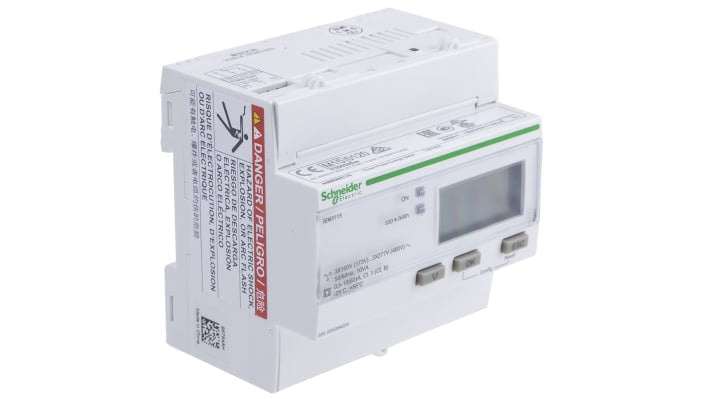 Contatore di energia Schneider Electric A9MEM3115 iEM3100, per misurazione in circuiti monofase e trifase, IP40.