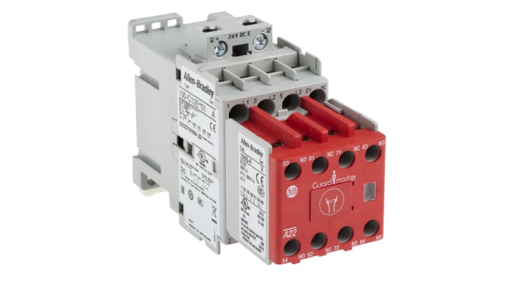 Contattore 3 poli Allen Bradley 100S-C12EJ23C, 12 A, 24 V c.c., dimensioni 81 x 45 x 125,5 mm, 2NO + 3NC, certificato CE, UL, CSA.