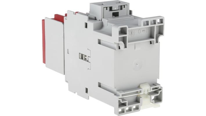 Contattore 3 poli Allen Bradley 100S-C09EJ23C, 9 A, 24 V c.c., dimensioni 45x81x125.5 mm, colore rosso per identificazione.