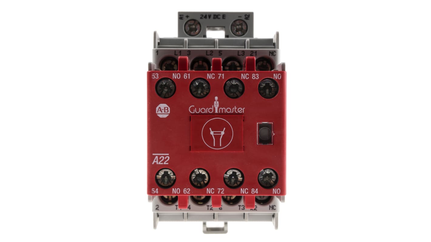 Contattore 3 poli Allen Bradley 100S-C16EJ23C, 16 A, 24 V c.c., dimensioni 45x81x125.5 mm, conforme a IEC 947-5-1.