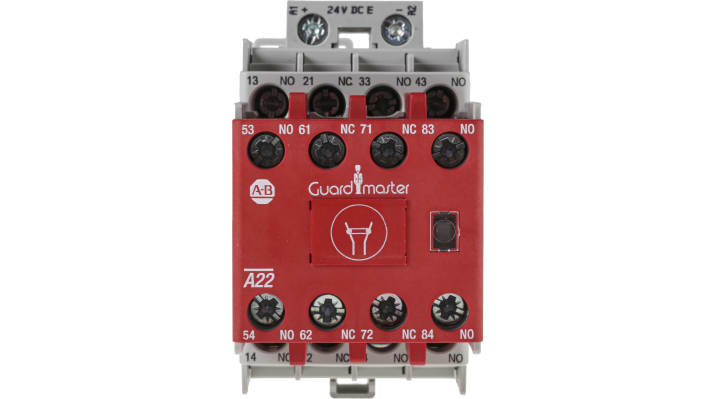 Contattore Allen Bradley 700S-CF530EJC, 8 poli, 24 V c.c., 25 A, 2NO + 2NC, 3NO + 1NC, dimensioni 45x81x125.5 mm.