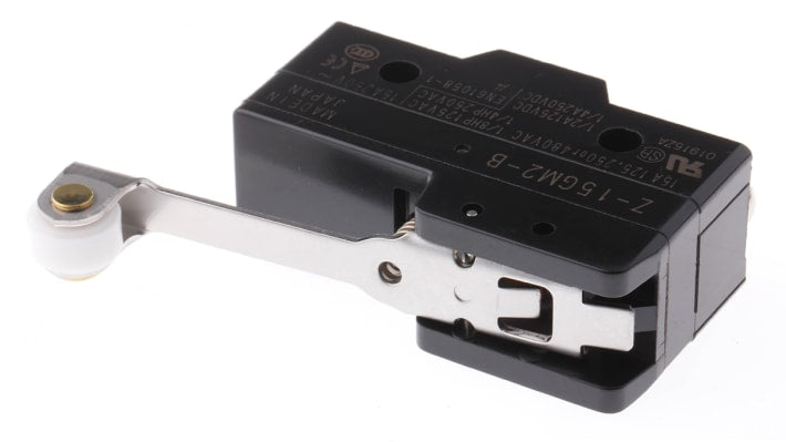 Interruttore di fine corsa Omron Z-15GM2-B, leva a rullo, contatti SPDT, protezione IP00, dimensioni 49.2 x 39.4 x 17.45 mm.