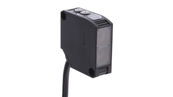 Omron E3JK-RR12 2M, sensore fotoelettrico rettangolare a retroriflessione, rilevamento 10 mm a 10 m, alimentazione 24-240 V c.a.