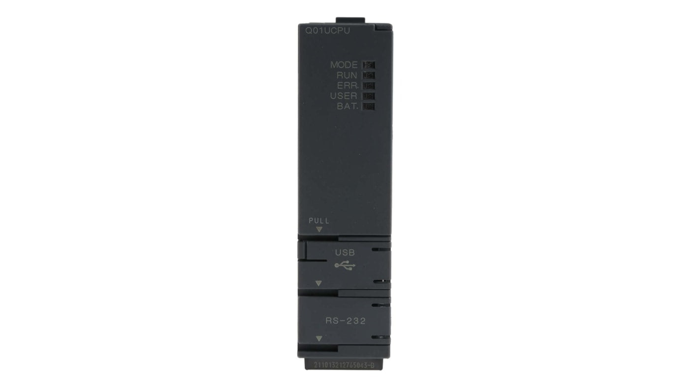 CPU PLC Mitsubishi Electric Q01UCPU, 1024 ingressi, 8192 uscite, montaggio a rack, dimensioni 27,4 x 98 x 89,3 mm.
