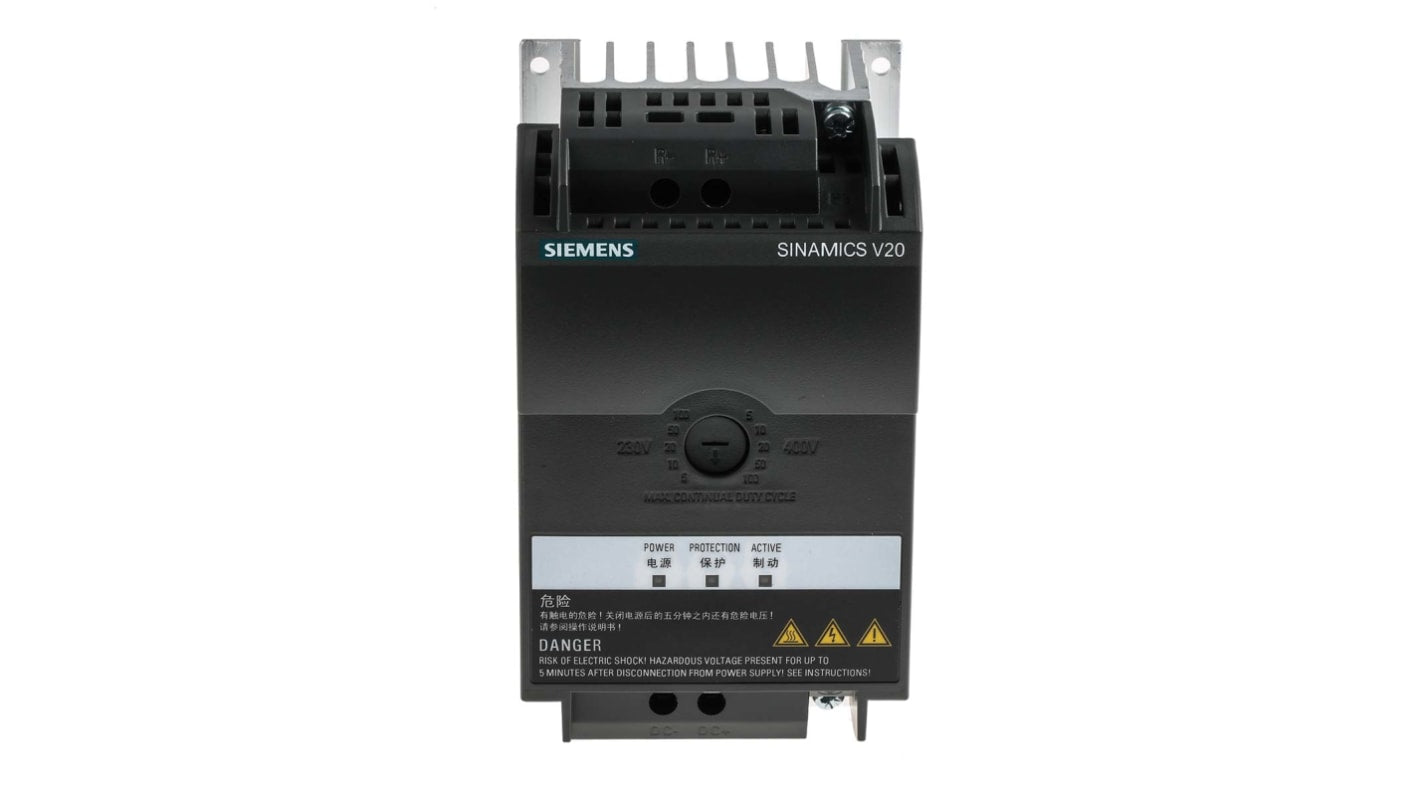 Modulo di frenatura trifase Siemens 6SL3201-2AD20-8VA0, per motori elettrici, tensione 200-240 V e 380-480 V.
