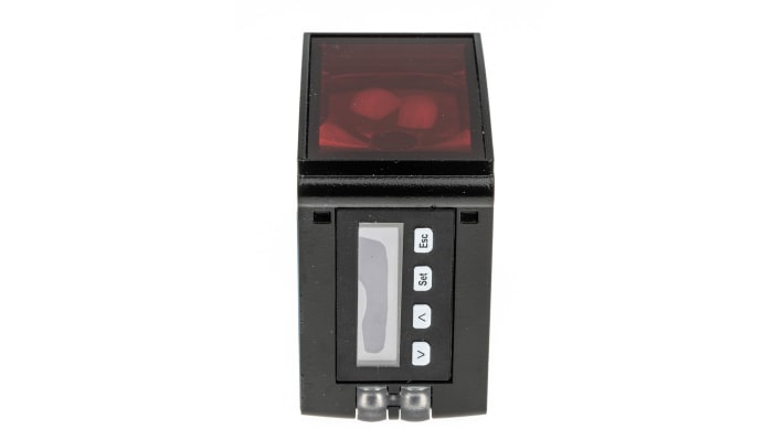 Sensore di distanza Sick DT50-P1124, rettangolare, rilevamento 200 mm a 10 m, montaggio a pannello, IP65, 30V.