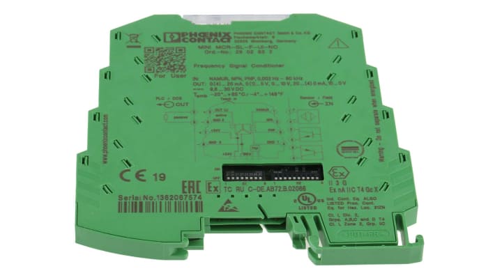 Condizionatore di segnale Phoenix Contact 2902832, montaggio su guida DIN, ingresso 0.002 Hz a 20 kHz, uscita 0-10 V.