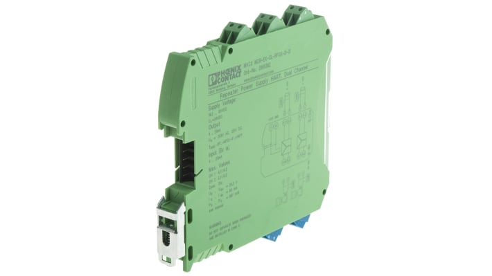 Phoenix Contact barriera galvanica MACX MCR-EX-SL-2RPSSI, 2 canali, isolamento elettrico a 3 vie, IP20, 12,5 mm.