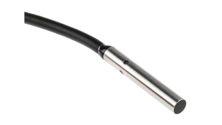 Sensore di prossimità cilindrico PNP Omron E2E-C04S12-WC-B1 2M, rilevamento 1,2 mm, alimentazione 10-30 V c.c., grado di protezione IP67.