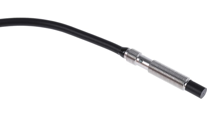 Sensore di prossimità cilindrico PNP Omron E2E-S05N03-WC-B1 2M, rilevamento 3 mm, custodia in acciaio inox, IP67.