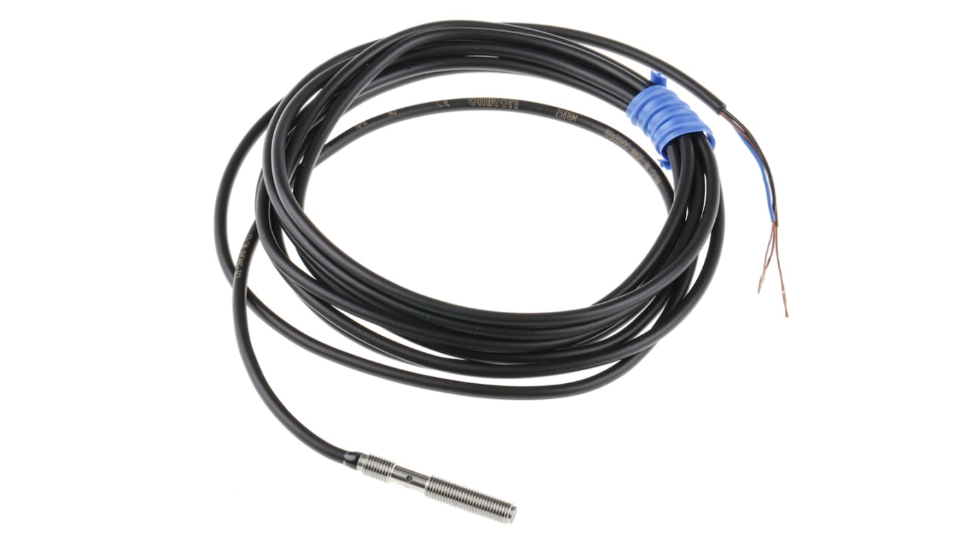 Omron E2E-S04SR8-WC-C1 2M, sensore di prossimità induttivo cilindrico NPN, rilevamento 0,8 mm, IP67, acciaio inox.