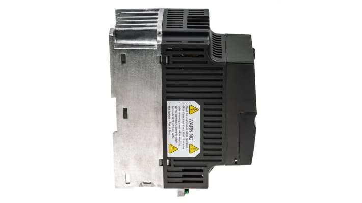 Inverter monofase Delta Electronics VFD004EL21A, potenza 0,4 kW, tensione 230 V, interfaccia RS-485 Modbus, dimensioni 174x72x136 mm.