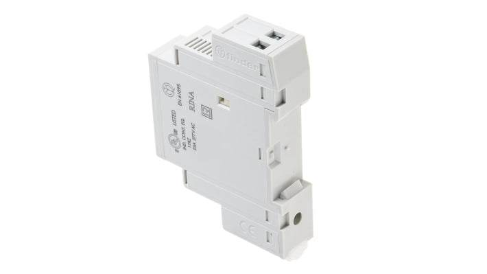 Contattore Finder 22.32.0.024.4320, 2 poli, 25 A, bobina 24 V, montaggio su guida DIN 35 mm, dimensioni 17.5 mm x 60.8 mm.