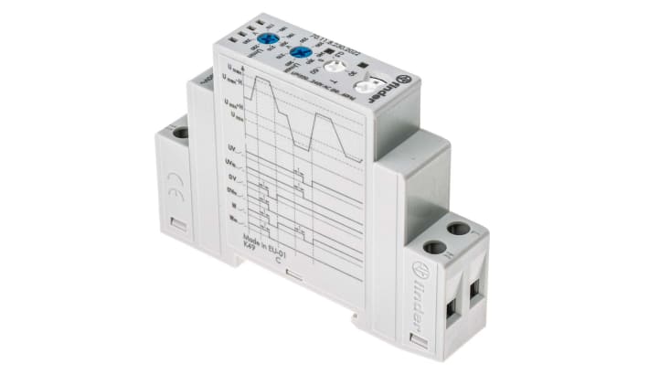 Finder 70.11.8.230.2022, relè di monitoraggio tensione SPDT, per applicazioni monofase e trifase, montaggio su guida DIN.