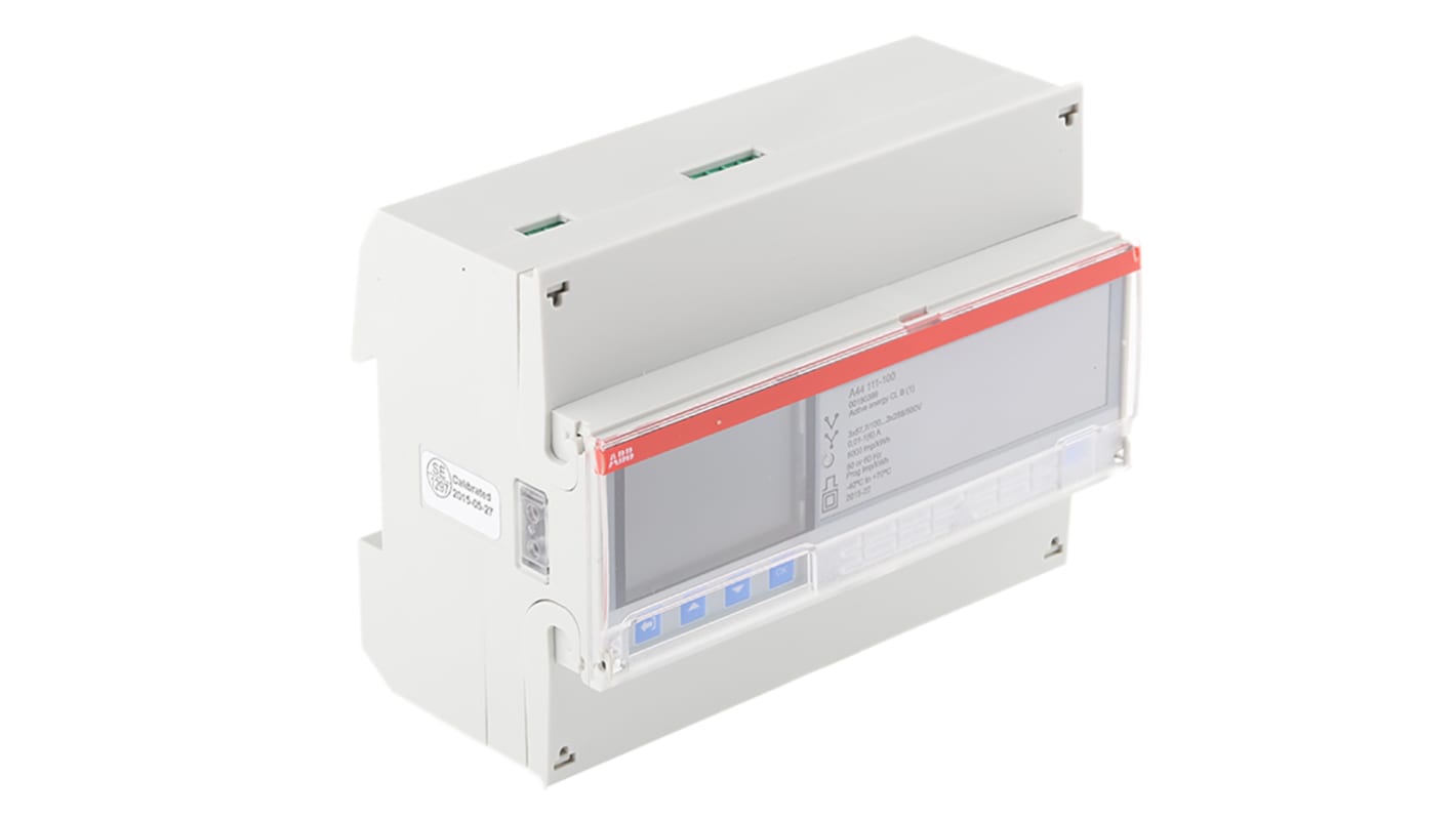 Contatore di energia trifase ABB 2CMA170533R1000 A44, montaggio su guida DIN, dimensioni 97 x 123 x 65 mm, precisione 1%.
