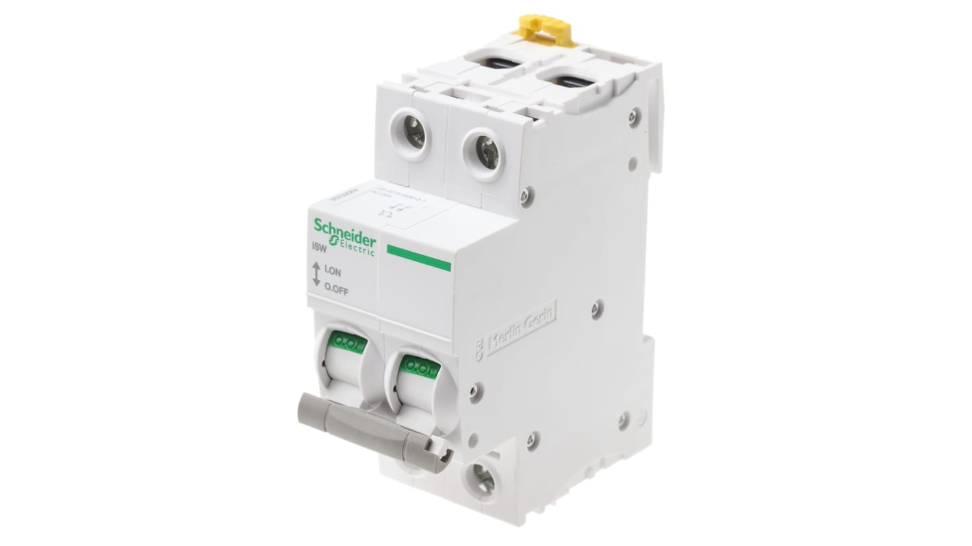 Interruttore di isolamento Schneider Electric A9S65292, 2 poli, montaggio su guida DIN, corrente 125A, tensione 240V, grado di protezione IP20.
