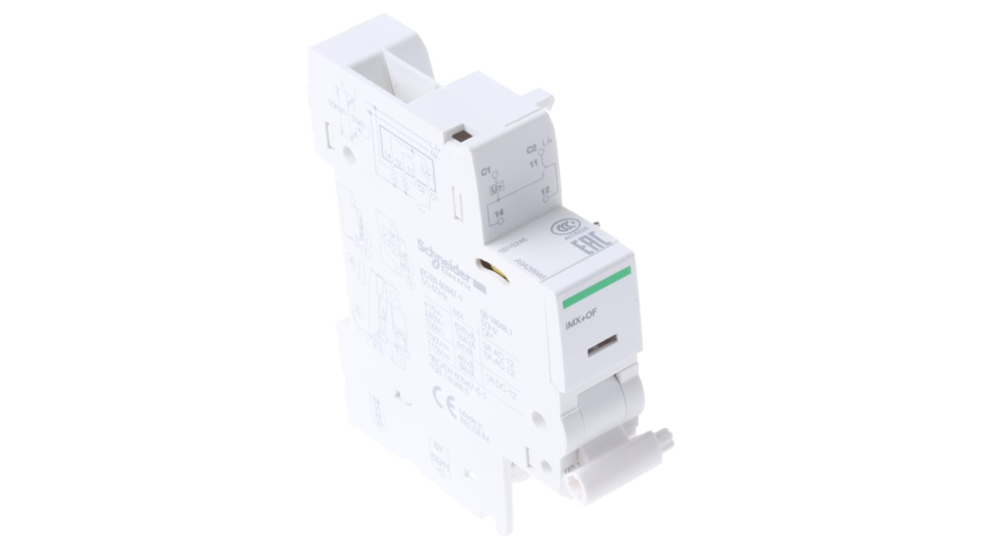 Contatto ausiliario Schneider Electric A9A26946 per attivazione shunt 3A. Compatibile con ARA, ic60 MCB, IDPN Vigi. Affidabilità e basso consumo per circuiti di controllo.