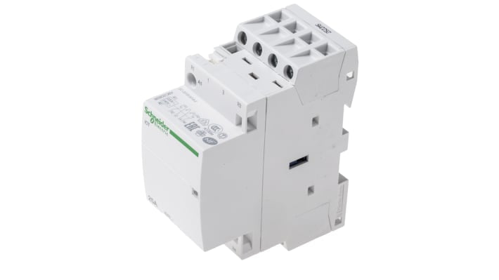 Contattore Schneider Electric A9C20838 iCT 4P 2NO + 2NC 25A 230V BOB per carichi monofase/trifase. Sicuro, facile da usare e versatile.