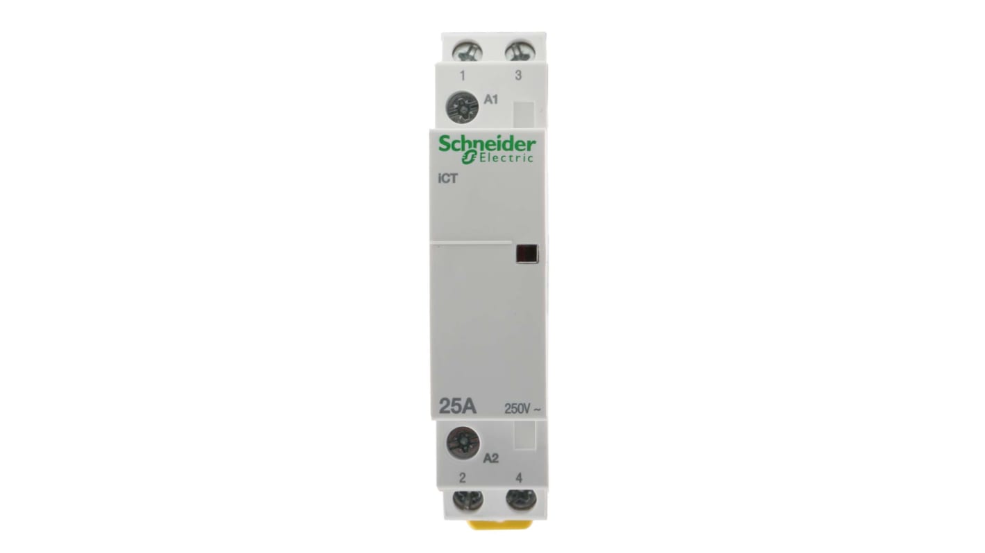 Contattore miniaturizzato Schneider Electric A9C20132, 2 poli, 25 A, bobina 24 V c.a. per carichi monofase/trifase. Facile installazione e sicuro.