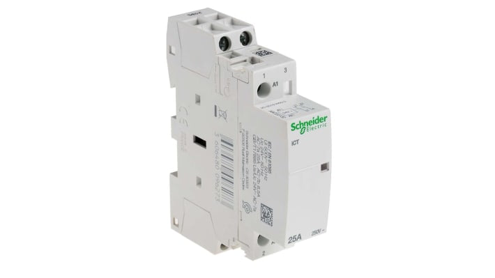 Contattore miniaturizzato Schneider Electric A9C20132, 2 poli, 25 A, bobina 24 V c.a. per carichi monofase/trifase. Facile installazione e sicuro.