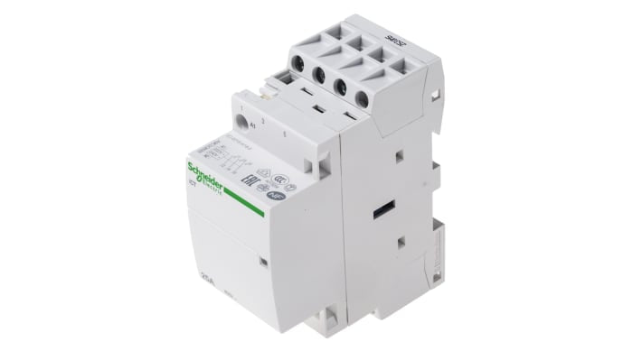 Contattore miniaturizzato Schneider Electric A9C20833, 3 poli, 25 A, 230 V AC-3. Ideale per carichi monofase/trifase, con contatti ausiliari e montaggio su guida DIN.