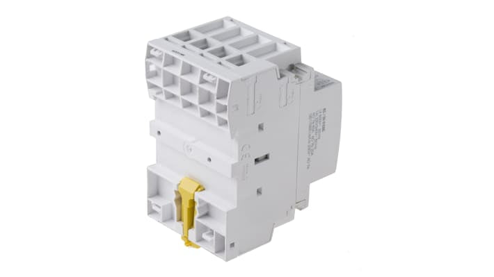 Contattore Schneider Electric A9C20869, 4 poli 3NO 1NC, 63 A, montaggio su guida DIN, dimensioni 85x54x68 mm.