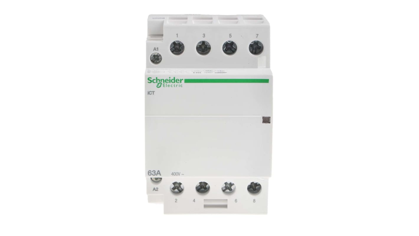 Contattore miniaturizzato Schneider Electric A9C20864, 4 poli, 63 A, 230 V AC-3. Ideale per carichi monofase/trifase, facile da installare e sicuro.