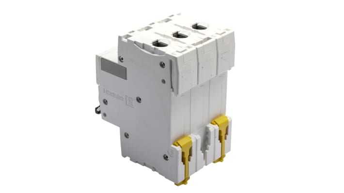 Interruttore magnetotermico Schneider Electric 3 poli, 16A, Tipo B, montaggio su guida DIN, dimensioni 85x54x78.5 mm.