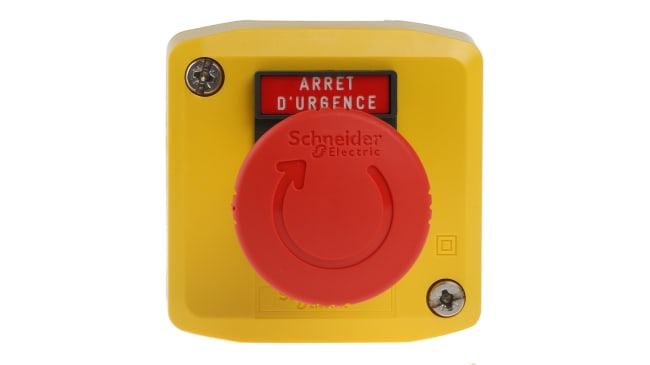 Pulsante di arresto di emergenza Schneider Electric Harmony XALK1781, montaggio superficiale, grado di protezione IP 65-69K, dimensioni 91.5x68x68 mm.