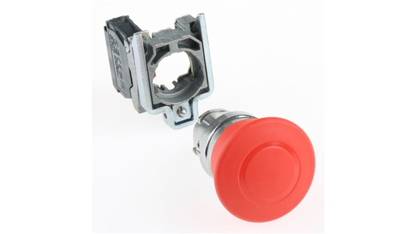 Pulsante di arresto di emergenza Schneider Electric XB4BT842, rosso, montaggio a pannello, diametro 22 mm, grado di protezione IP66/IP67/IP69K.