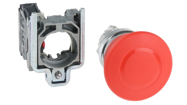 Pulsante di arresto di emergenza Schneider Electric XB4BT842, rosso, montaggio a pannello, diametro 22 mm, grado di protezione IP66/IP67/IP69K.