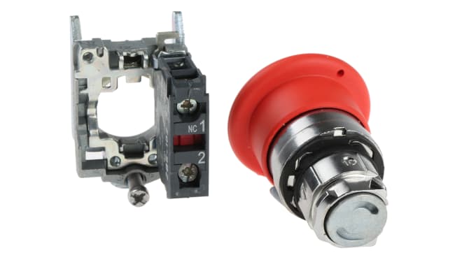 Pulsante di arresto di emergenza Schneider Electric XB4BT842, rosso, montaggio a pannello, diametro 22 mm, grado di protezione IP66/IP67/IP69K.