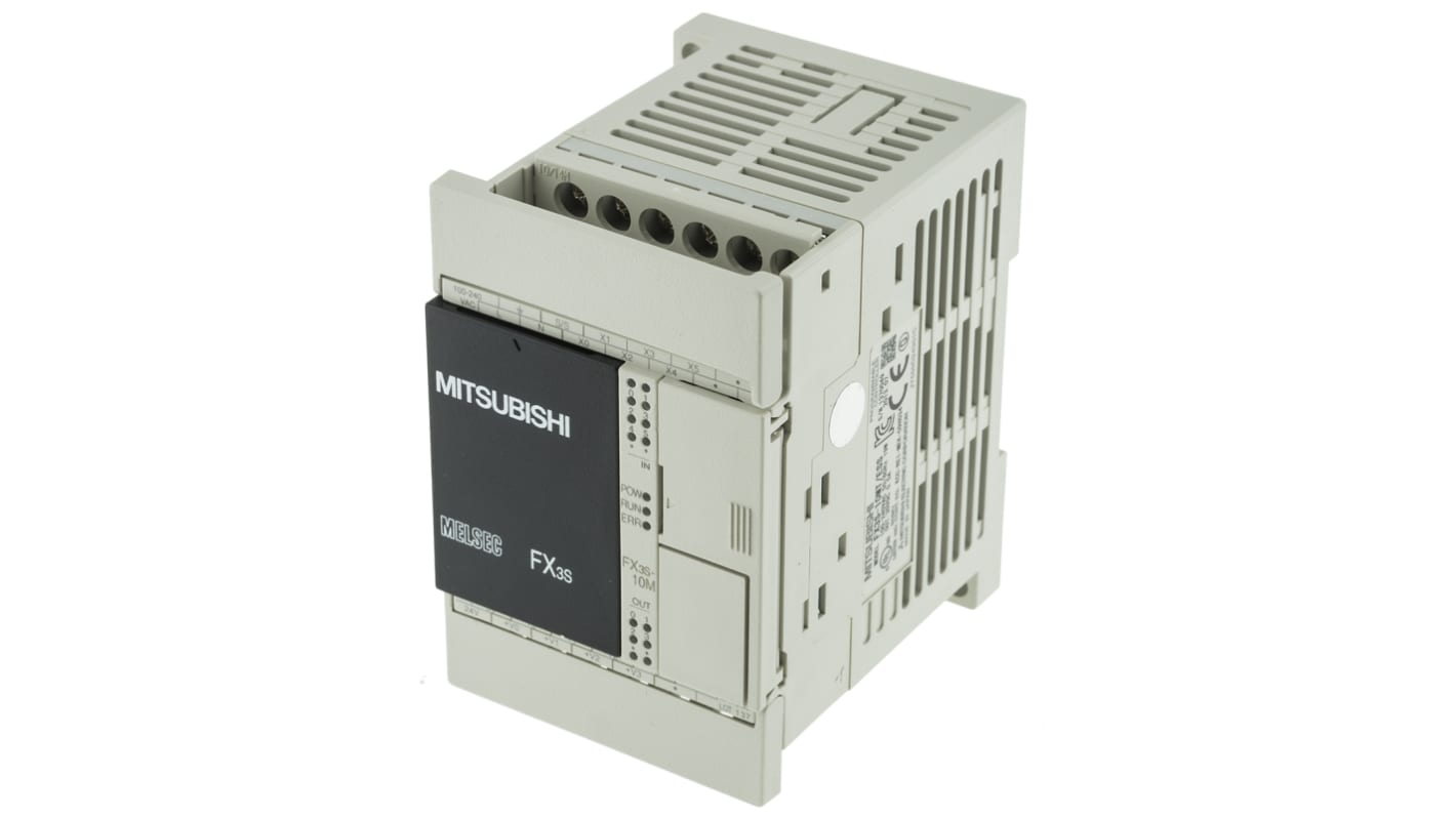 CPU PLC compatto Mitsubishi Electric FX3S-10MT/ESS, 10 I/O, montaggio a parete, dimensioni 60 x 75 x 90 mm.