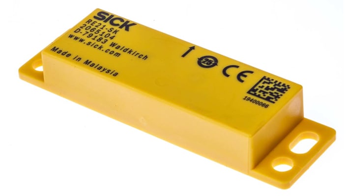 Interruttore di sicurezza senza contatto Sick RE21-SA05, categoria di sicurezza 4, grado di protezione IP67, dimensioni 87.5mm x 25mm x 13mm.