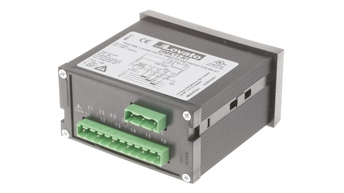 Amperometro digitale Lovato DMK11R1, montaggio a pannello, misurazioni trifase, precisione ±0,5%, dimensioni 96 x 48 mm.