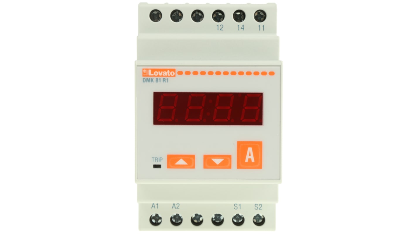 Amperometro digitale Lovato DMK81R1, precisione ±0,5%, montaggio su guida DIN, IP40, misurazioni a vero valore efficace.