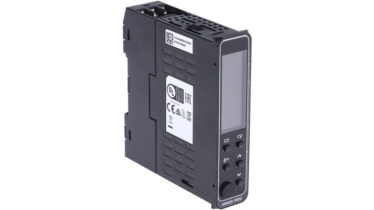 Termoregolatore PID Omron E5DC-RX2ASM-000, 100-240 V, 22,5 mm x 85 mm, montaggio su guida DIN, display digitale, 2 uscite relè.