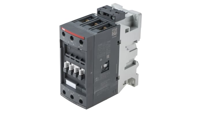 Contattore ABB 1SBL347001R4100 AF40-30-00-41, 3 poli, 70 A, bobina 24 V c.a., dimensioni 125,5 x 55 x 111 mm.