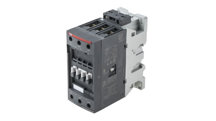 Contattore ABB 1SBL347001R1300 AF40-30-00-13, 3 poli, 70 A, montaggio su guida DIN, dimensioni 125,5 x 55 x 111 mm.