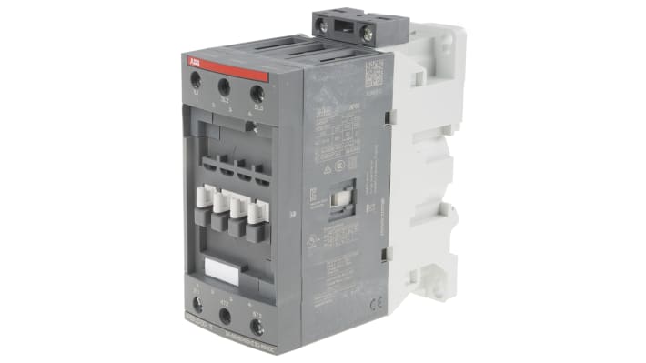 Contattore ABB 1SBL387001R1100 AF65-30-00-11, 3 poli, potenza 30 kW, corrente 105 A, bobina 24 V, dimensioni 55 x 125,5 x 111 mm.