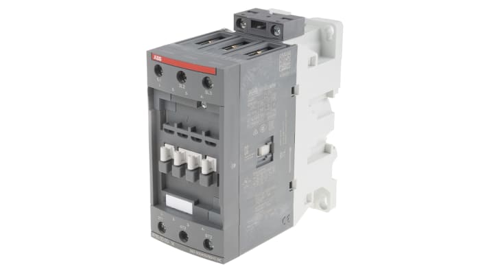Contattore ABB 1SBL387001R1400 AF 3 poli, 3 NA, 105 A, 30 kW, bobina 250-500 V, dimensioni 125.5x55x111 mm.