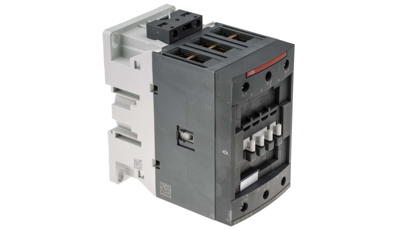 Contattore ABB 1SBL397001R1300 AF80-30-00-13, 3 poli, 125 A, montaggio su guida DIN, dimensioni 125.5 x 70 x 116 mm.